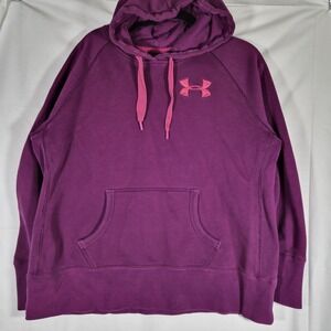 Under Armour Charged Cotton Storm Hoodie Women's Large Purple Pink ColdGear...